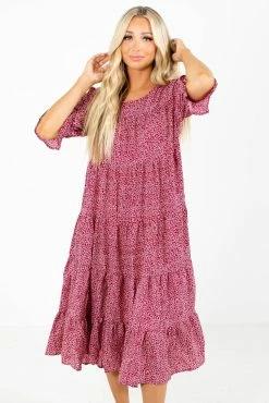 Tea N Rose Pick The Poppies Floral Midi Dress 13 Tea N Rose Pick The Poppies Floral Midi Dress -bella ella boutique shop Pick the Poppies Burgundy Dress Front 5000x