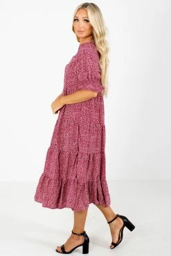 Tea N Rose Pick The Poppies Floral Midi Dress 15 Tea N Rose Pick The Poppies Floral Midi Dress -bella ella boutique shop Pick the Poppies Burgundy Dress Side 5000x