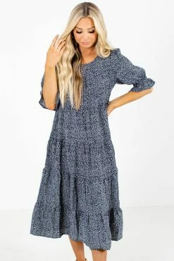 Tea N Rose Pick The Poppies Floral Midi Dress 16 Tea N Rose Pick The Poppies Floral Midi Dress -bella ella boutique shop Pick the Poppies Navy Dress Front 5000x