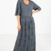Tea N Rose Return To Me Charcoal Gray Maxi Dress -bella ella boutique shop Return to Me Gray Dress Front 5000x