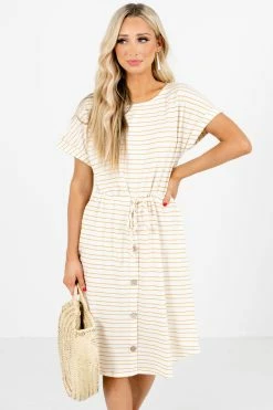 Bella Ella Boutique Seeking Sunshine Yellow Striped Knee-Length Dress