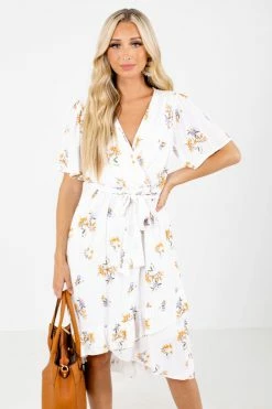 Tea N Rose Sending My Love White Floral Knee-Length Dress