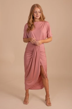Cameo Show Off One-Shoulder Midi Dress 20 Cameo Show Off One-Shoulder Midi Dress -bella ella boutique shop ShowOffOff ShoulderPinkFront 5000x
