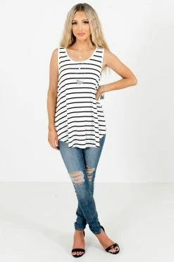 Zenana Soak Up The Sun Striped Tank 26 Zenana Soak Up The Sun Striped Tank -bella ella boutique shop Soak Up the Sun White Tank Full Front 5000x
