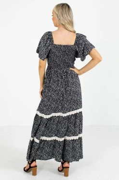 In Loom Spring In Your Step Floral Maxi Dress -bella ella boutique shop Spring in Your Step Black Dress Back 5000x
