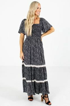 In Loom Spring In Your Step Floral Maxi Dress -bella ella boutique shop Spring in Your Step Black Dress Front 5000x