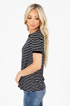 Active Basics Sunshine & Rainbows Striped Top -bella ella boutique shop Sunshine Rainbows Black Top Side 5000x