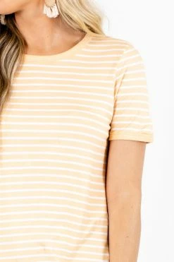 Active Basics Sunshine & Rainbows Striped Top -bella ella boutique shop Sunshine Rainbows Orange Top Detail 5000x