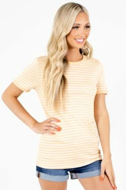 Active Basics Sunshine & Rainbows Striped Top -bella ella boutique shop Sunshine Rainbows Orange Top Front 5000x