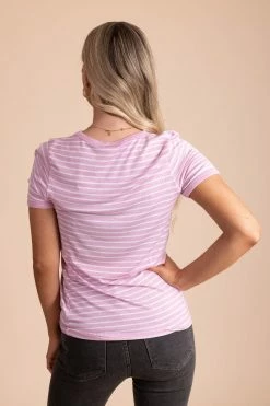 Active Basics Sunshine & Rainbows Striped Top -bella ella boutique shop Sunshine RainbowsStripedTopPurple Back 5000x