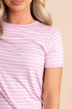 Active Basics Sunshine & Rainbows Striped Top -bella ella boutique shop Sunshine RainbowsStripedTopPurple CloseUp 5000x