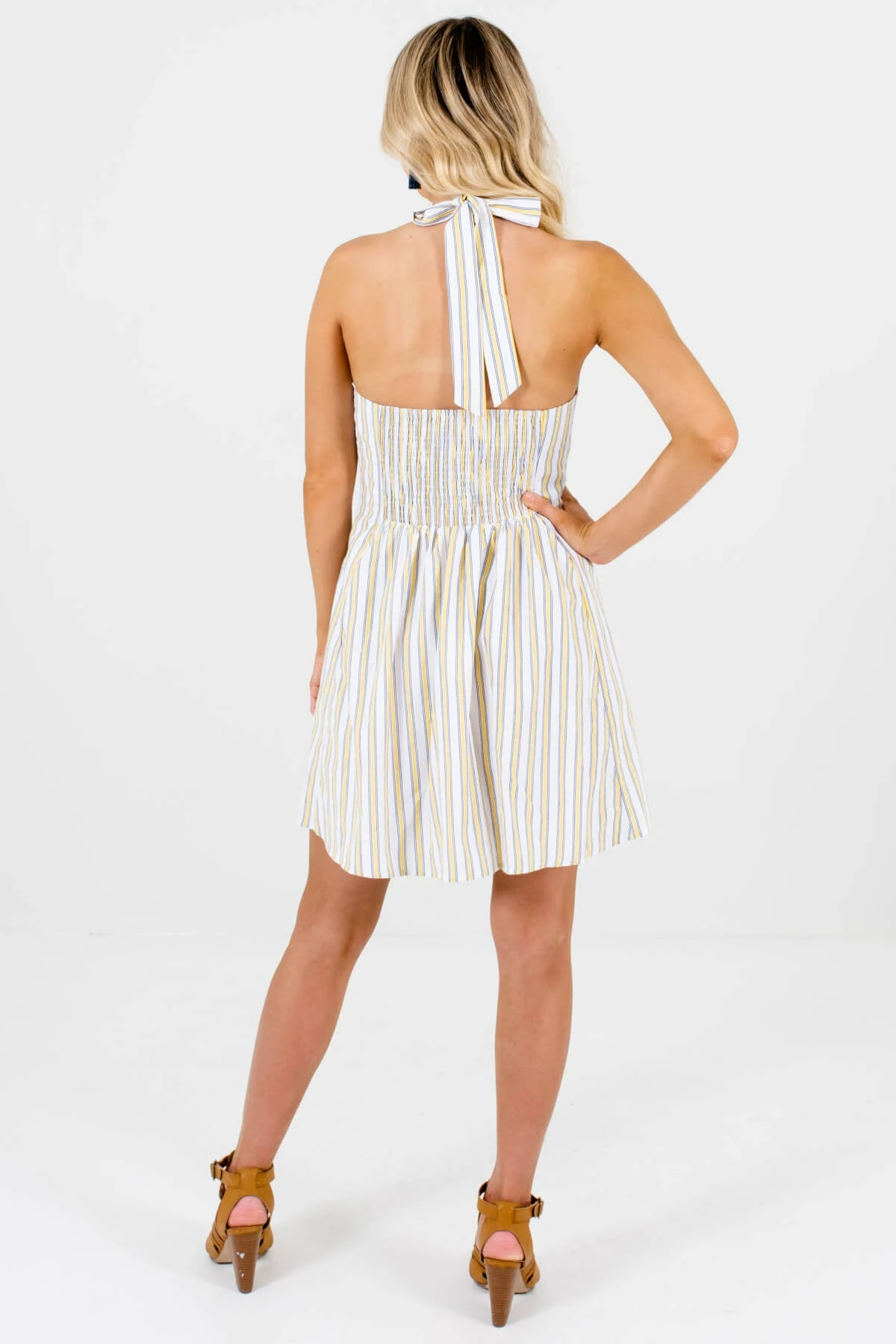 Bella Ella Boutique Sweet Retreat White Striped Mini Dress 4 Bella Ella Boutique Sweet Retreat White Striped Mini Dress - Image 2