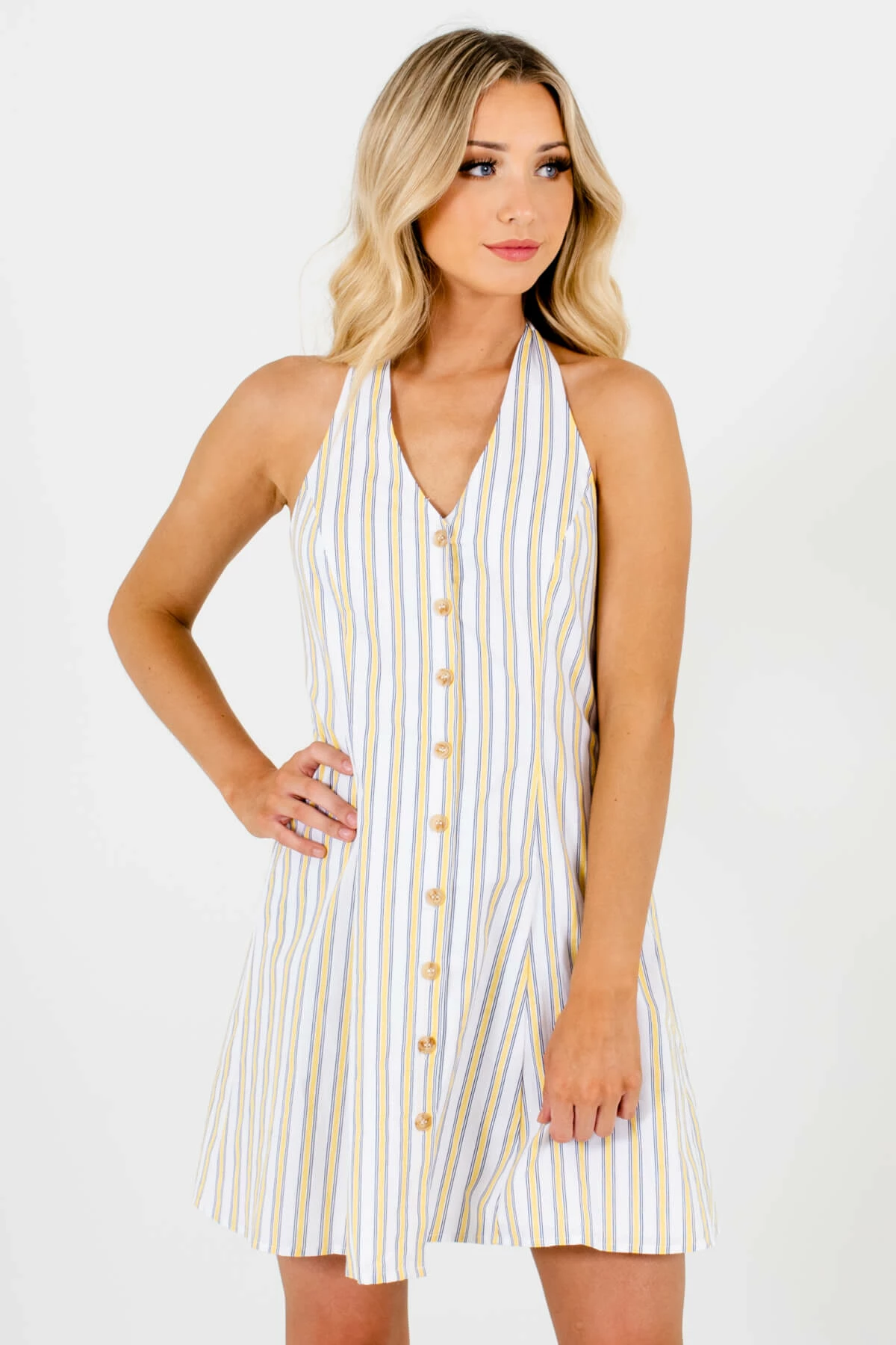 Bella Ella Boutique Sweet Retreat White Striped Mini Dress 3 Bella Ella Boutique Sweet Retreat White Striped Mini Dress