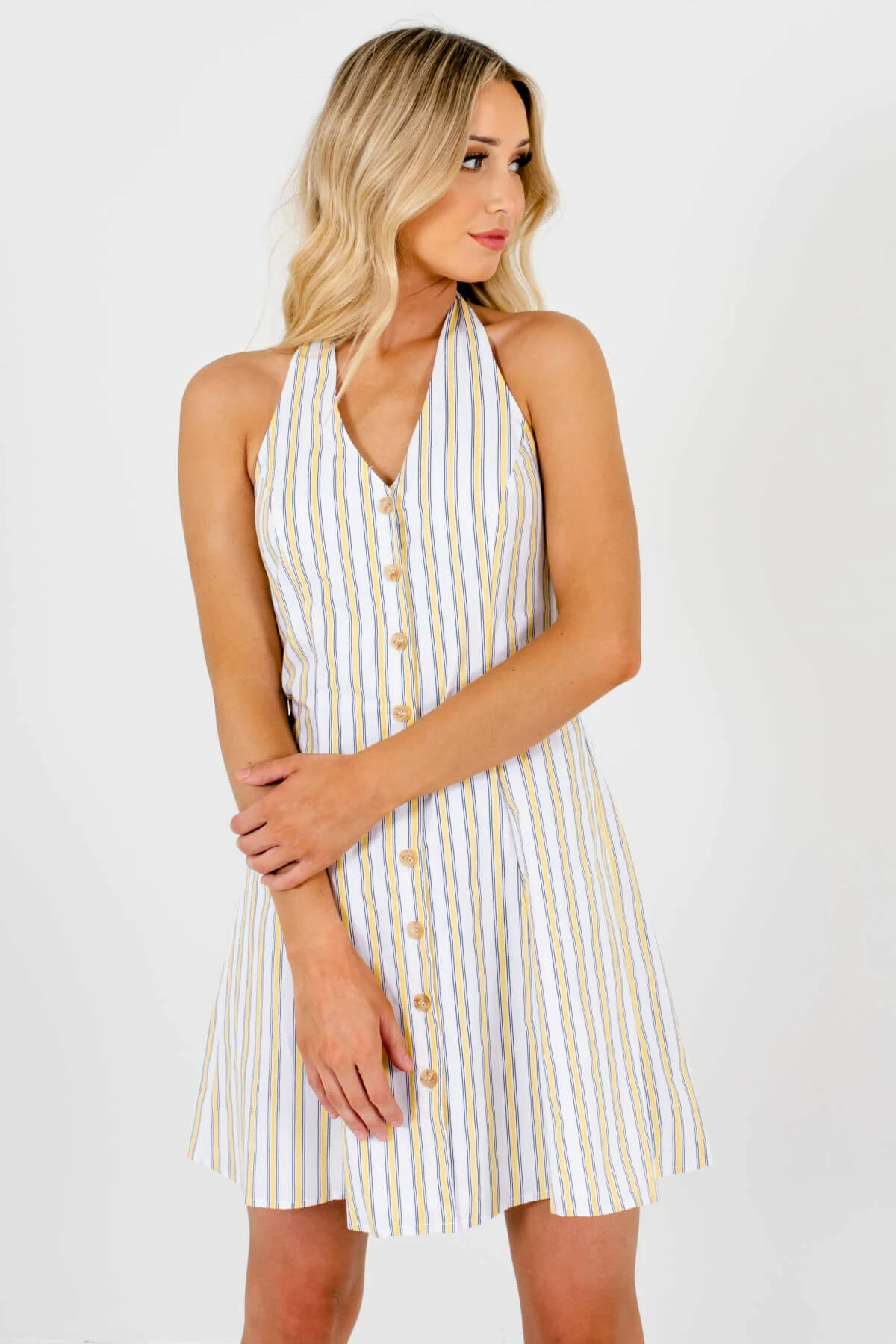 Bella Ella Boutique Sweet Retreat White Striped Mini Dress 7 Bella Ella Boutique Sweet Retreat White Striped Mini Dress - Image 5