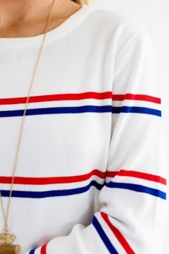 Bella Ella Boutique Sweet Sailing White Striped Mini Dress -bella ella boutique shop Sweet Sailing White Dress Detail 5000x