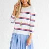 Bella Ella Boutique Sweet Sailing White Striped Mini Dress -bella ella boutique shop Sweet Sailing White Dress Front2 5000x