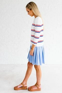 Bella Ella Boutique Sweet Sailing White Striped Mini Dress -bella ella boutique shop Sweet Sailing White Dress Side 5000x