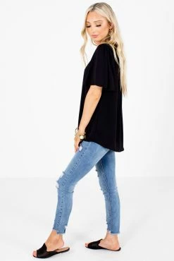 Zenana Taking Chances Flutter Sleeve Blouse -bella ella boutique shop Taking Chances Black Blouse Side 5000x