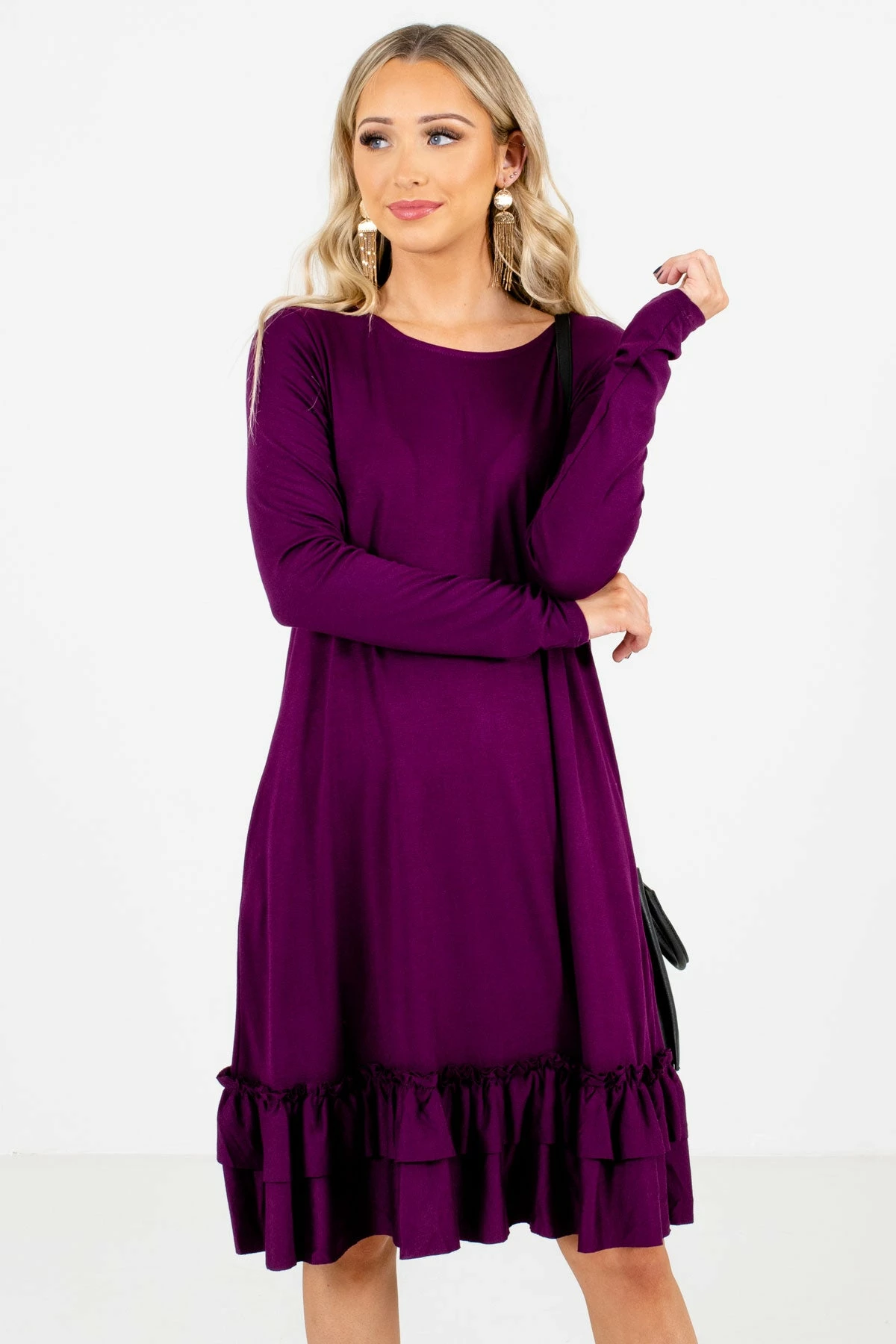 Bella Ella Boutique Tea Time Purple Knee-Length Dress 3 Bella Ella Boutique Tea Time Purple Knee-Length Dress