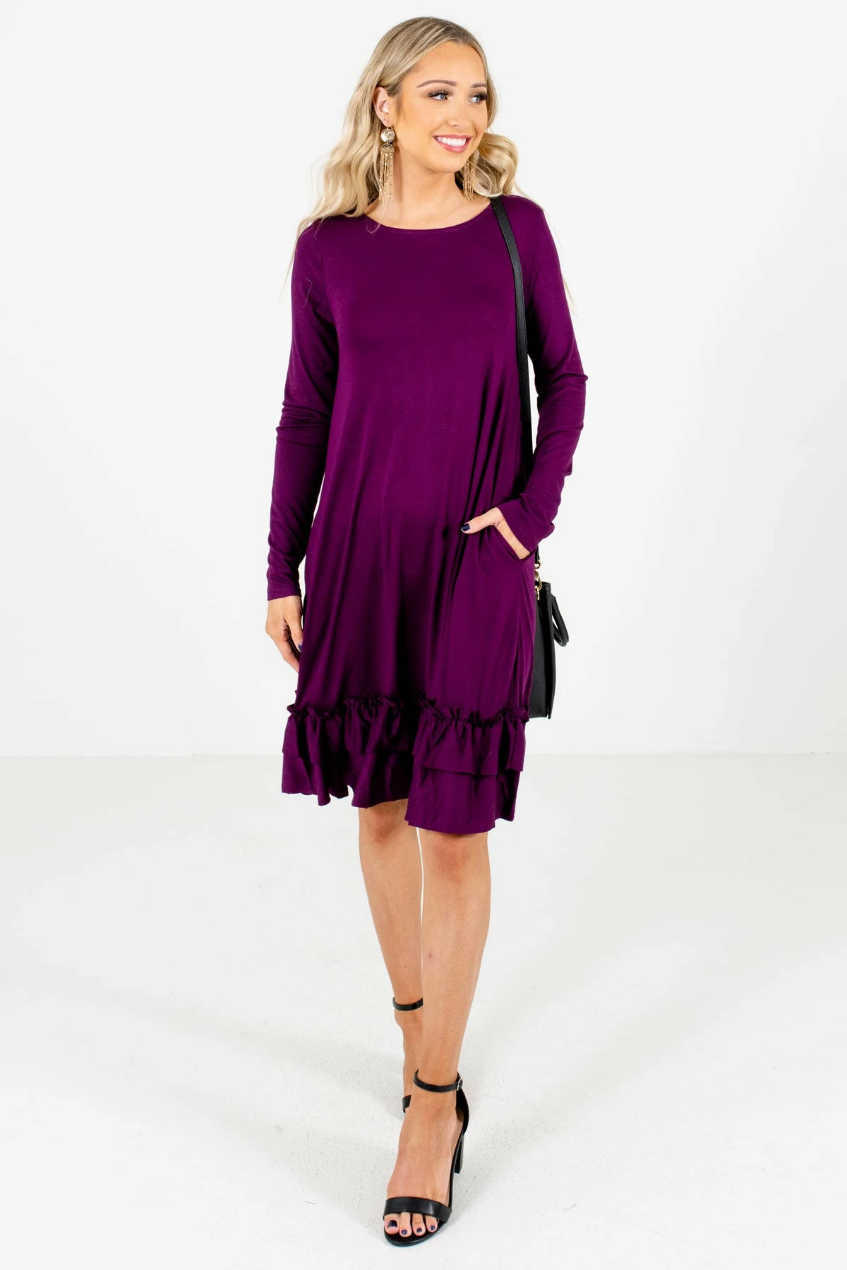 Bella Ella Boutique Tea Time Purple Knee-Length Dress 9 Bella Ella Boutique Tea Time Purple Knee-Length Dress - Image 7