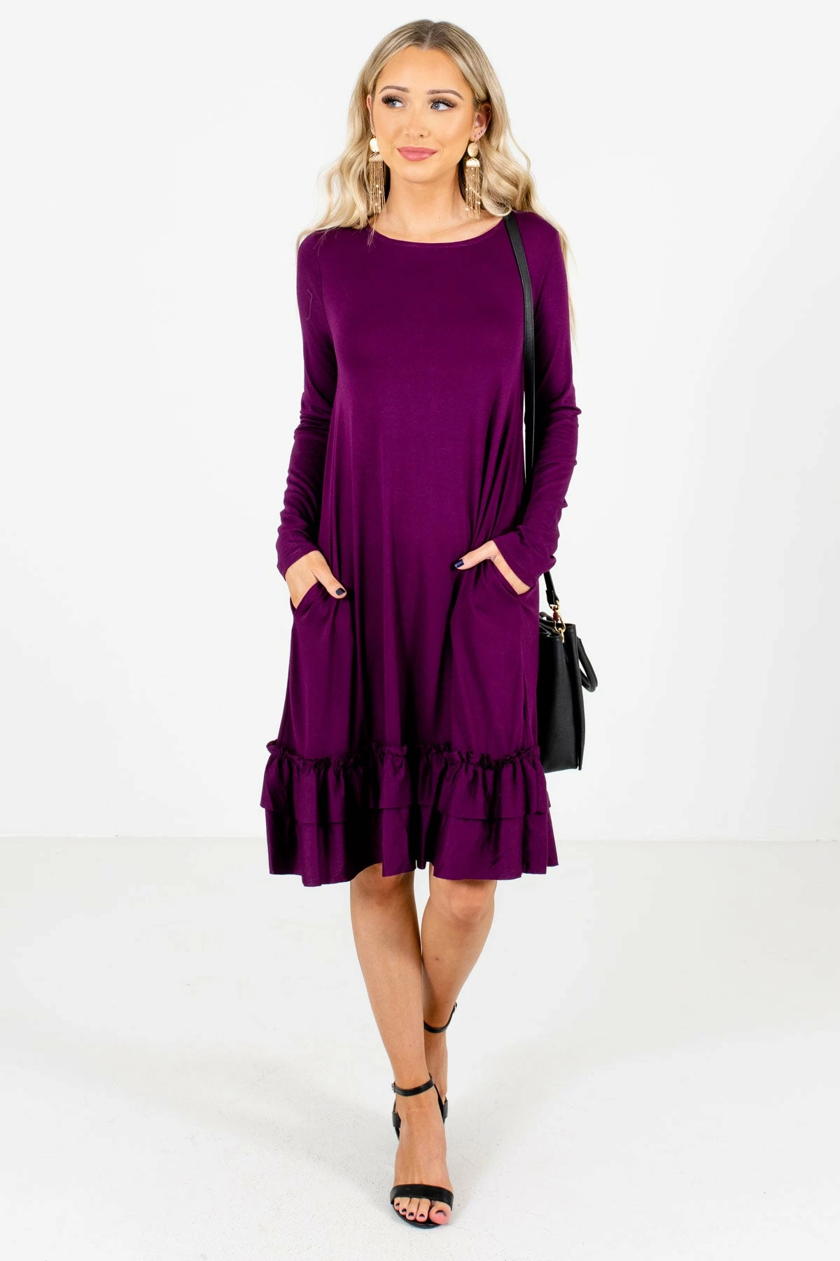Bella Ella Boutique Tea Time Purple Knee-Length Dress 6 Bella Ella Boutique Tea Time Purple Knee-Length Dress - Image 4