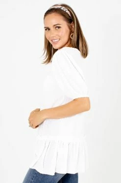 Lime N' Chili Think It Over Textured Blouse -bella ella boutique shop Think it Over White Blouse Side 5000x