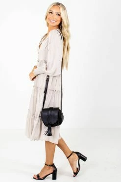 In Loom Travel The Globe Beige Midi Dress -bella ella boutique shop Travel the Globe Beige Dress Side2 5000x