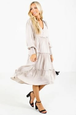 In Loom Travel The Globe Beige Midi Dress -bella ella boutique shop Travel the Globe Beige Dress Side 5000x