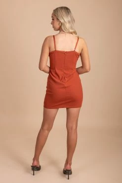 Haute Monde Two To Tango Lace Mini Dress -bella ella boutique shop TwoToTangoDarkOrangeBack 5000x