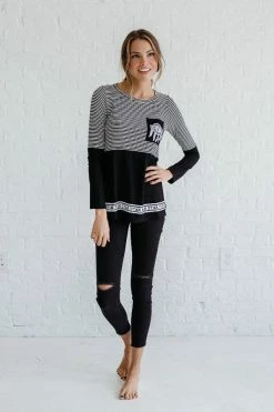 Bella Ella Boutique Utah Pride Black Striped Top -bella ella boutique shop Utah Pride Striped Top full 5000x