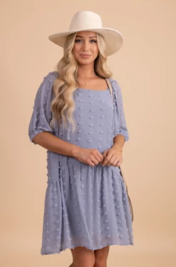 Listicle Whatever Happens Swiss Dot Mini Dress -bella ella boutique shop WhateverHappensSwissDotMiniDress FrontBlue 5000x