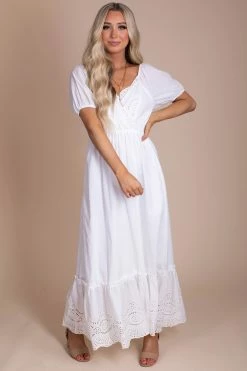 Polagram All The Possibilities Eyelet Detail Maxi Dress - White
