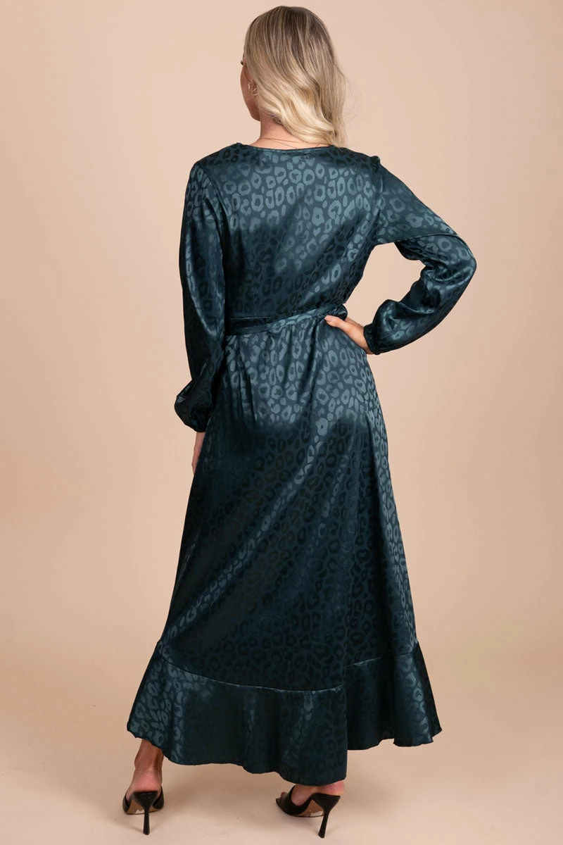 Adele B In The Wild Animal Print Wrap Dress - Dark Green 6 Adele B In The Wild Animal Print Wrap Dress - Dark Green - Image 4