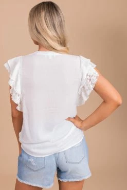 Denim Fever We Belong Together Lace Sleeve Top - White -bella ella boutique shop back 5339a17f c8ce 48b7 a70d 9bf0a653068d 5000x