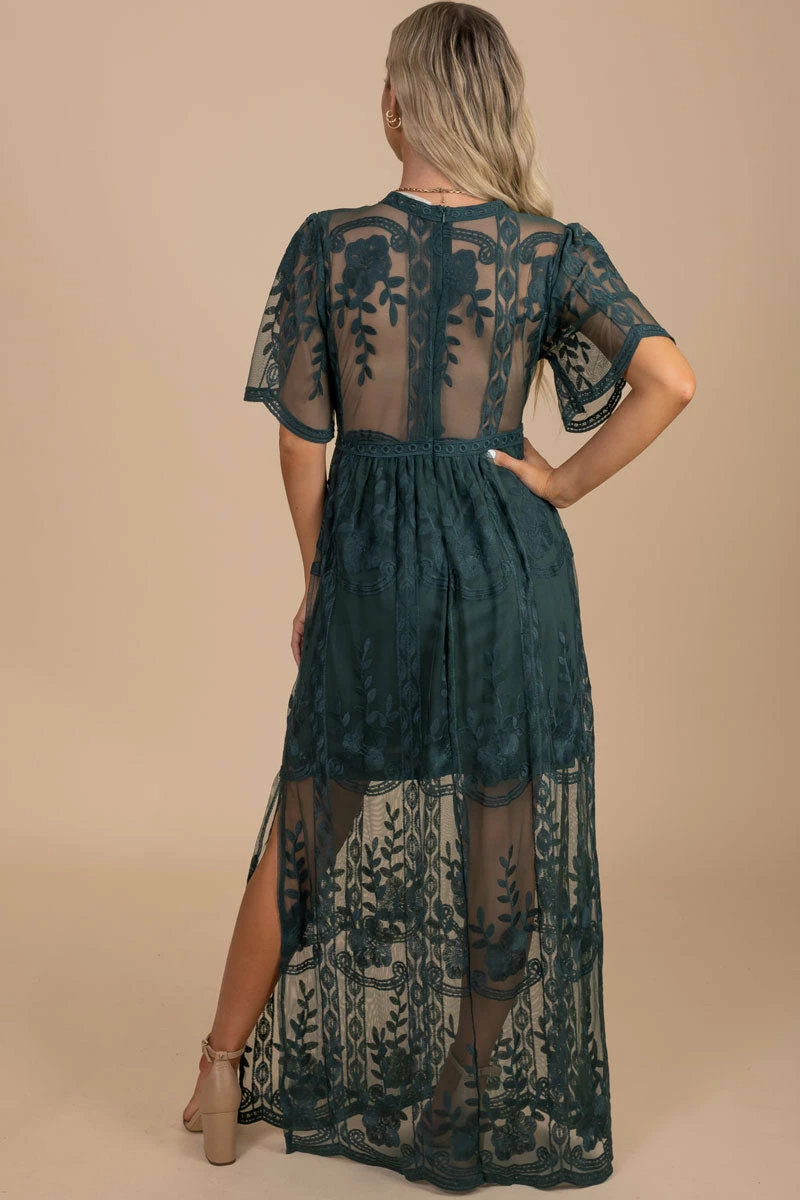 IRIS Light My Fire Dark Teal Lace Maxi Dress 6 IRIS Light My Fire Dark Teal Lace Maxi Dress - Image 4