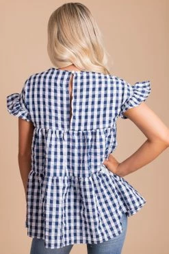 2 Hearts Be Unforgettable Gingham Peplum Top 23 2 Hearts Be Unforgettable Gingham Peplum Top -bella ella boutique shop be unforgettable back 5000x