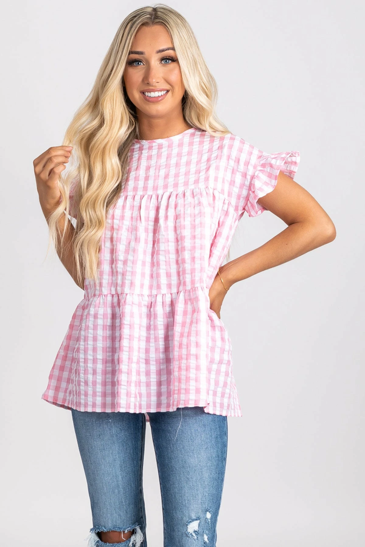 2 Hearts Be Unforgettable Gingham Peplum Top 11 2 Hearts Be Unforgettable Gingham Peplum Top - Image 9