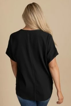 Zenana Born For This Short Sleeve Blouse -bella ella boutique shop black back 98888375 054c 40ae 9c6f fae124adf9fe 5000x