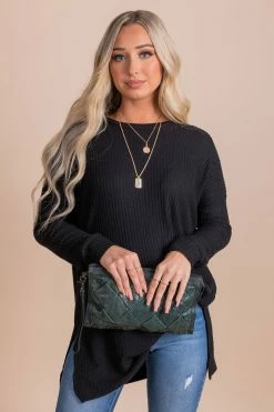 Zenana Life Goes On Long Sleeve Waffle Top -bella ella boutique shop black front 427b3392 45c1 4c8f a5c4 35bcb5117c18 5000x