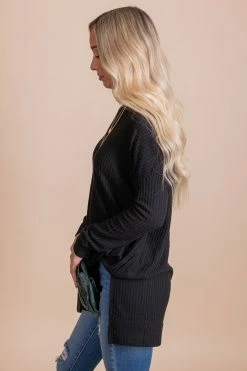 Zenana Life Goes On Long Sleeve Waffle Top -bella ella boutique shop black side baf21740 7425 4c2c ad16 aab03bd3537b 5000x