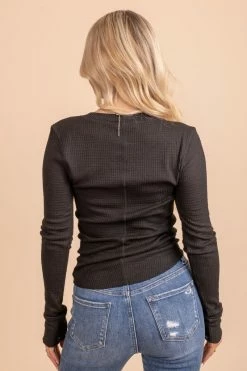Zenana It's The Simple Things Waffle Knit Buttoned Top 25 Zenana It's The Simple Things Waffle Knit Buttoned Top -bella ella boutique shop black top back 5000x