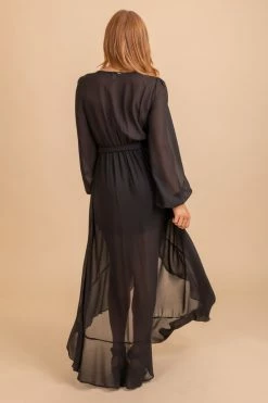 Dress Day Simple Elegance Long Sleeve Maxi Dress -bella ella boutique shop blackmaxiback 5000x