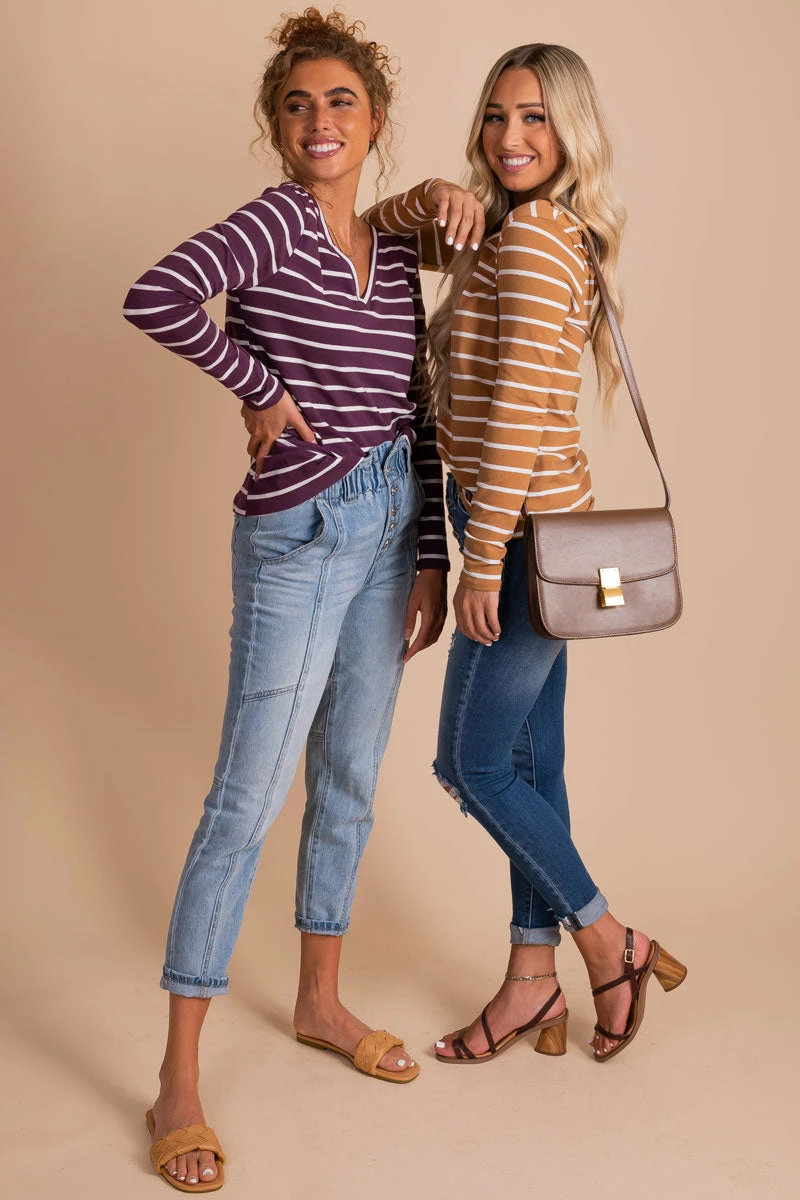 Bella Ella Boutique Everything You Need Burgundy Striped Top 7 Bella Ella Boutique Everything You Need Burgundy Striped Top - Image 5