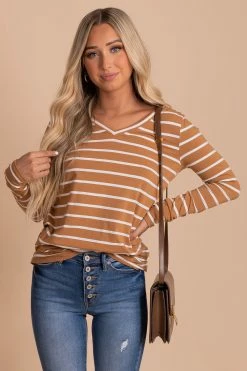 Bella Ella Boutique Everything You Need Burgundy Striped Top