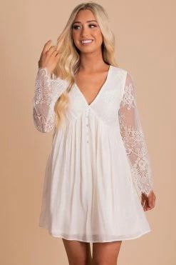 Polagram Can't Say Goodnight Mini Dress -bella ella boutique shop cant say goodnight white front 5000x
