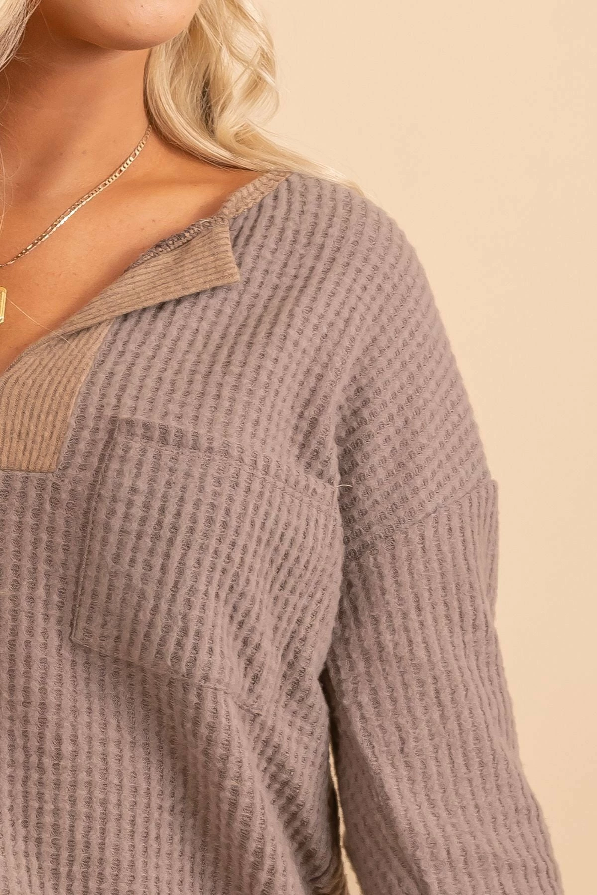 Bibi In The Now Waffle Knit Long Sleeve Top 5 Bibi In The Now Waffle Knit Long Sleeve Top - Image 3