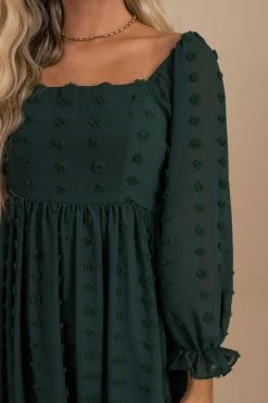 Mainstrip Take Me Away Puff Sleeve Mini Dress - Dark Green -bella ella boutique shop detail 8632a1cf 1ab7 4868 9eab 41cfa60b2a12 5000x