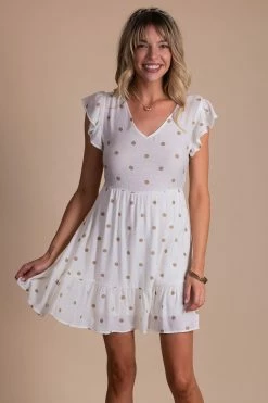 E&M/Mine Live A Little Polkadot Mini Dress - Off White