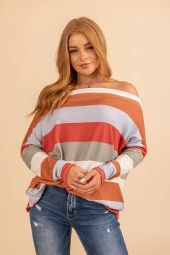 Bibi Living Loud Striped Wide Neck Top