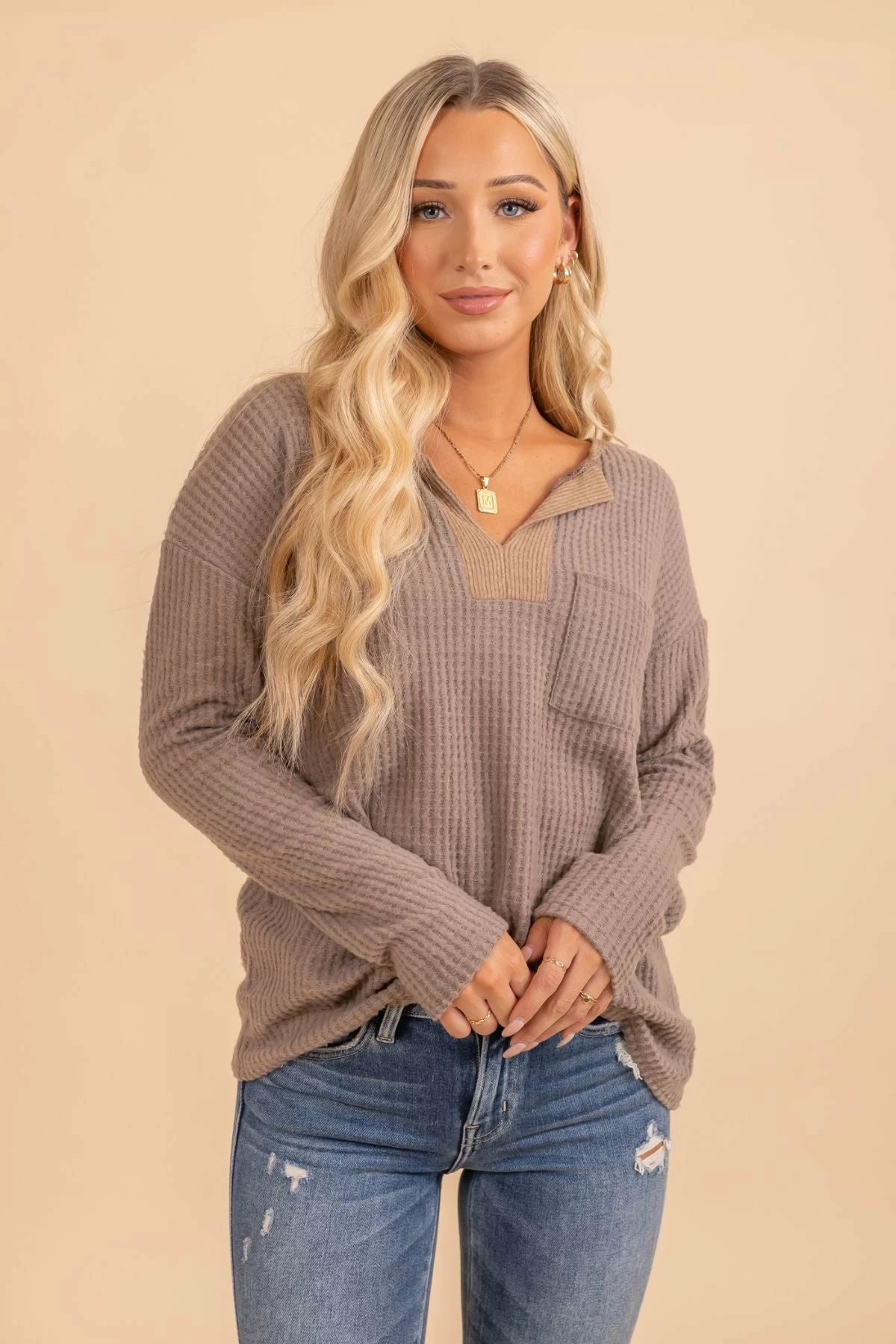 Bibi In The Now Waffle Knit Long Sleeve Top 3 Bibi In The Now Waffle Knit Long Sleeve Top